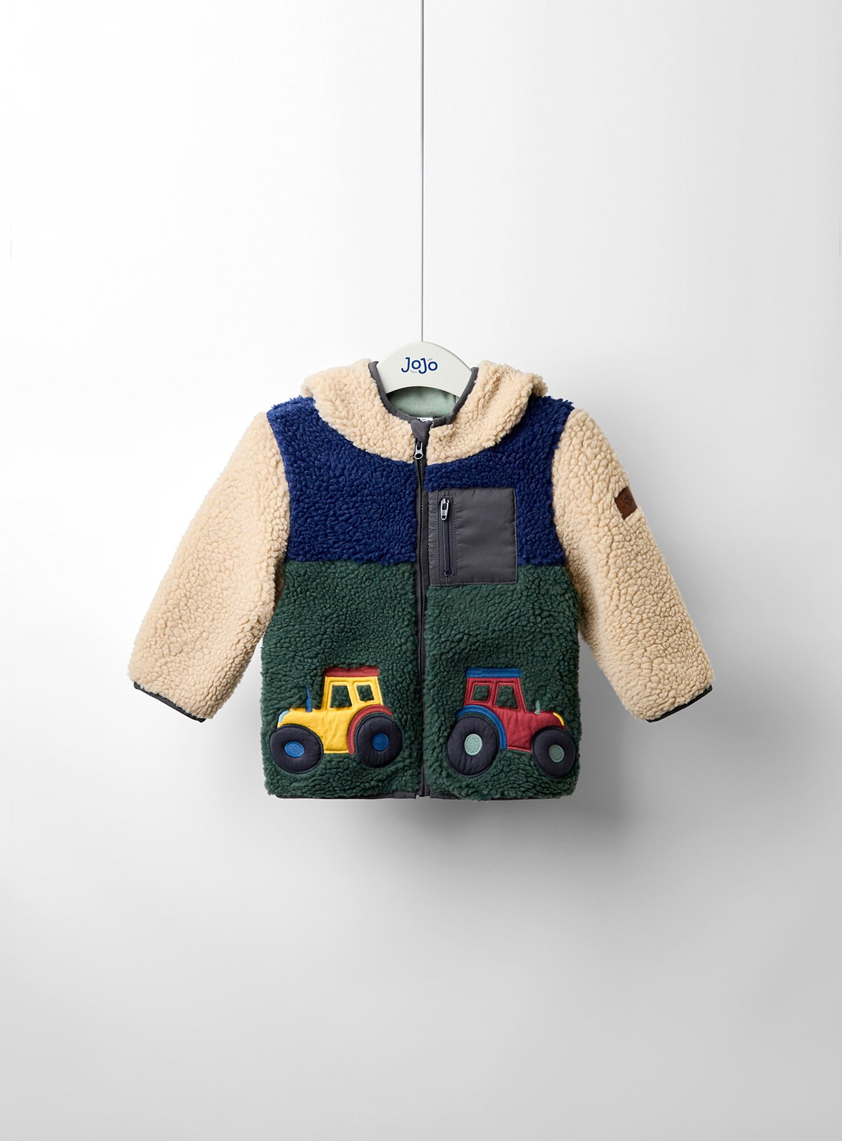 JOJO MAMAN BÉBÉ Tractor Applique Borg Jacket 