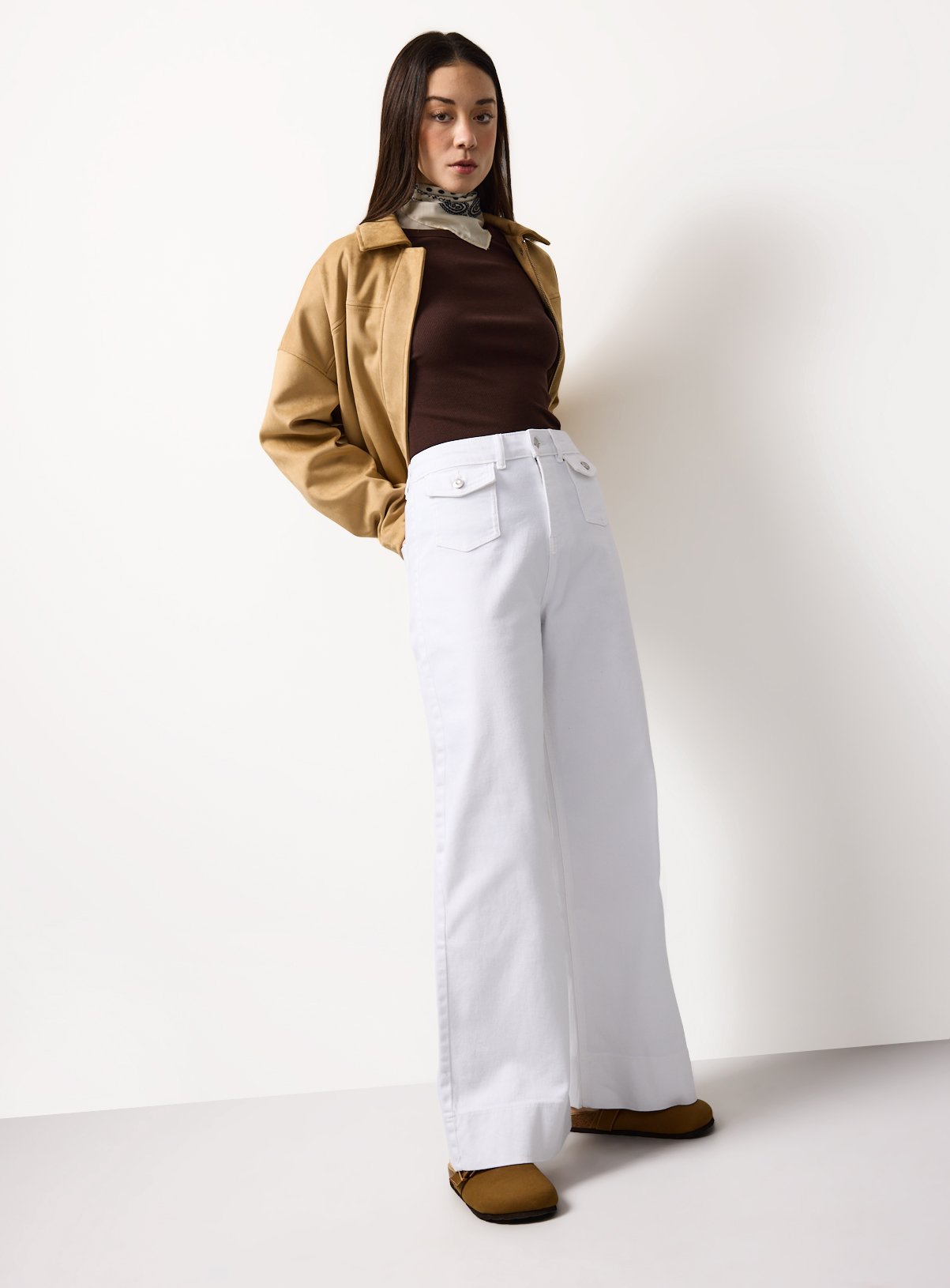 White Flared Leg Denim Jeans 