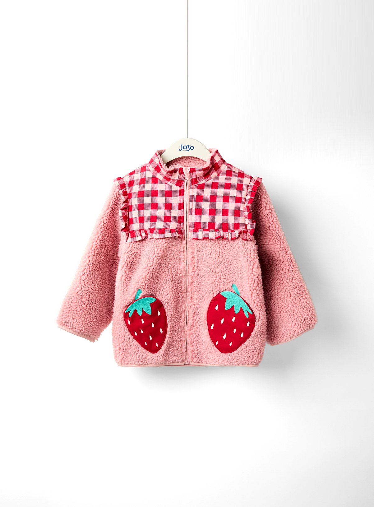 JOJO MAMAN BÉBÉ Strawberry Pocket Fleece Zip Up Jacket 
