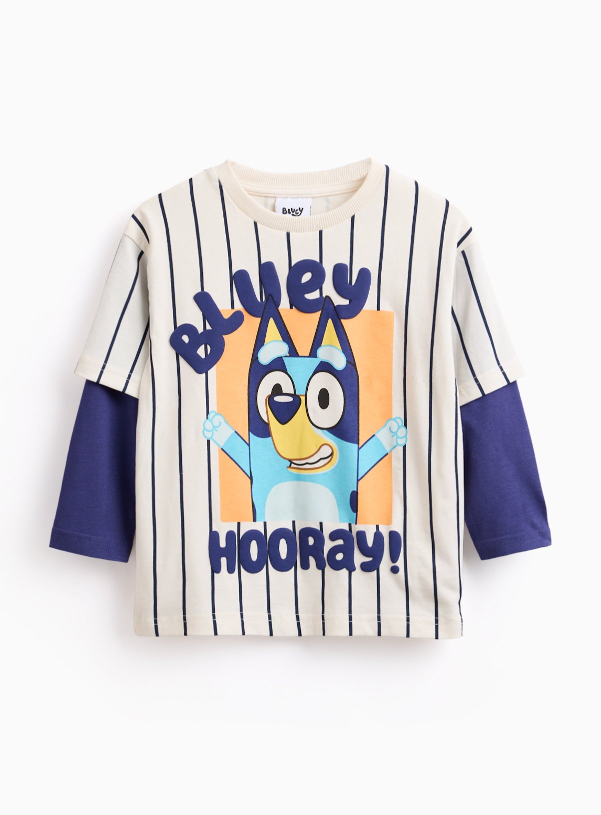 Bluey Character Print Mock Sleeve T-Shirt 