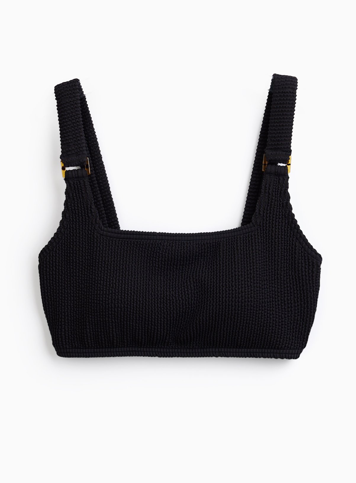 Black Crinkle Square Neck Bikini Top 20