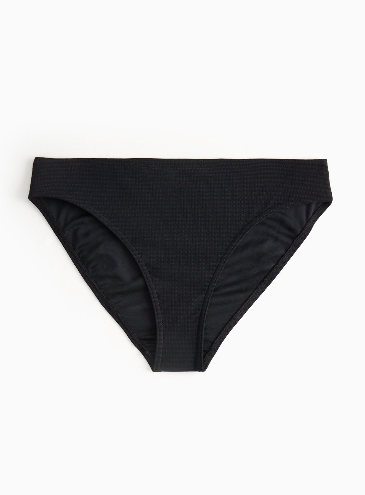 Black Square Ring Textured High Leg Tankini Briefs  