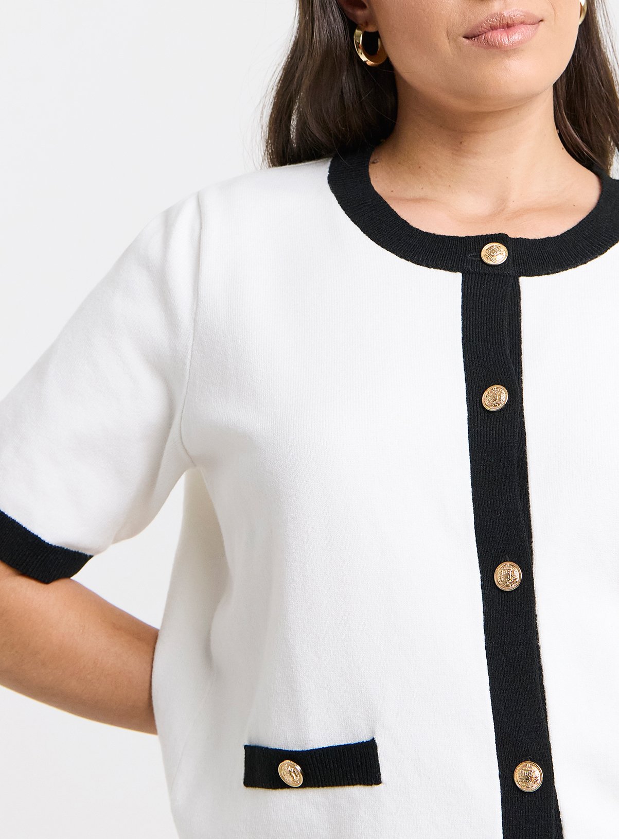 SIMPLY BE Contrast Short Sleeve Cardi
