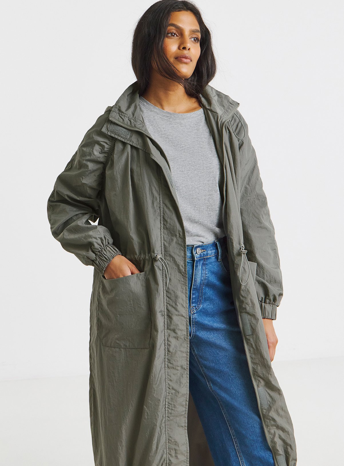 SIMPLY BE Grey Pocket Detail Parachute Parka 