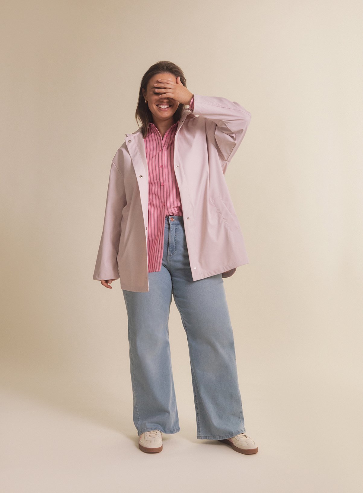 SIMPLY BE Pink Short Rubberised Raincoat 