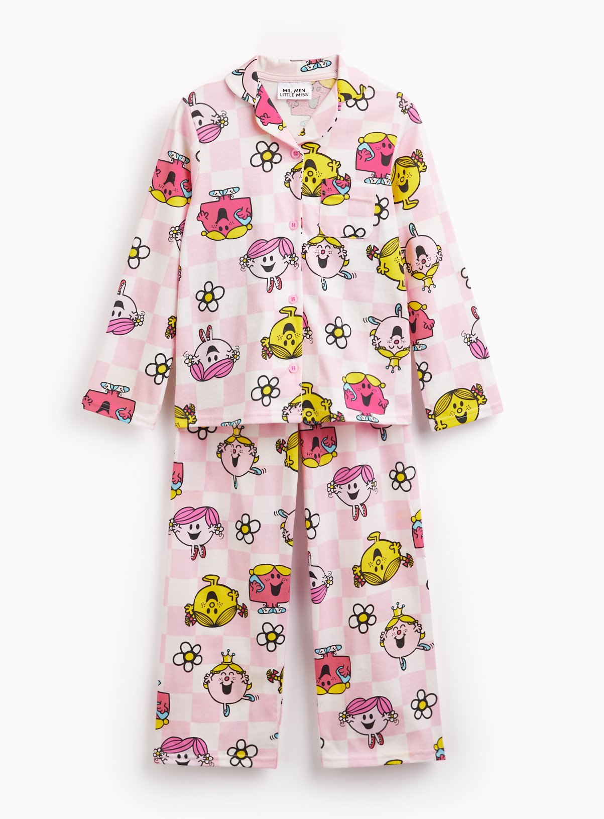 Pink Mr Men Little Miss Print Traditional Pyjamas 