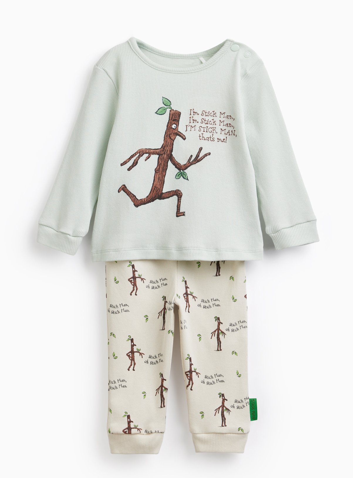 Green Stick Man Print Pyjama Set 3-6 months