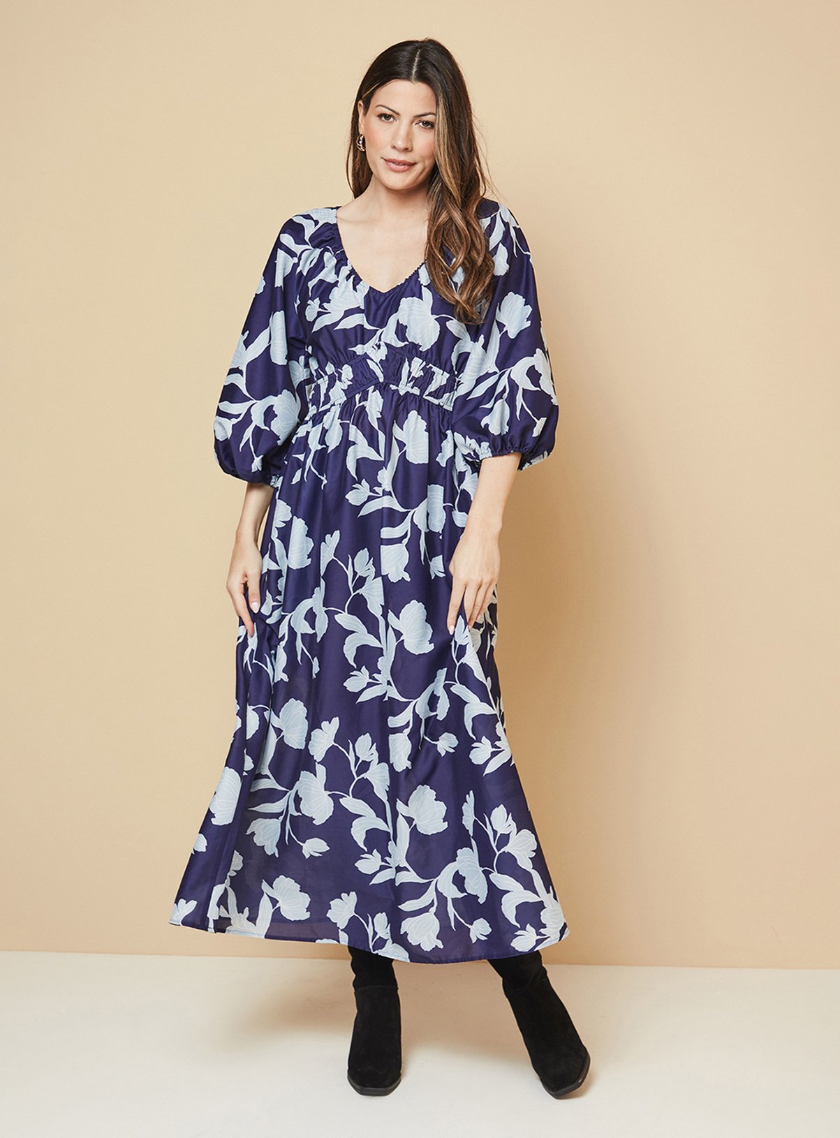 WALLIS Ruched Waist Midaxi Tea Dress 