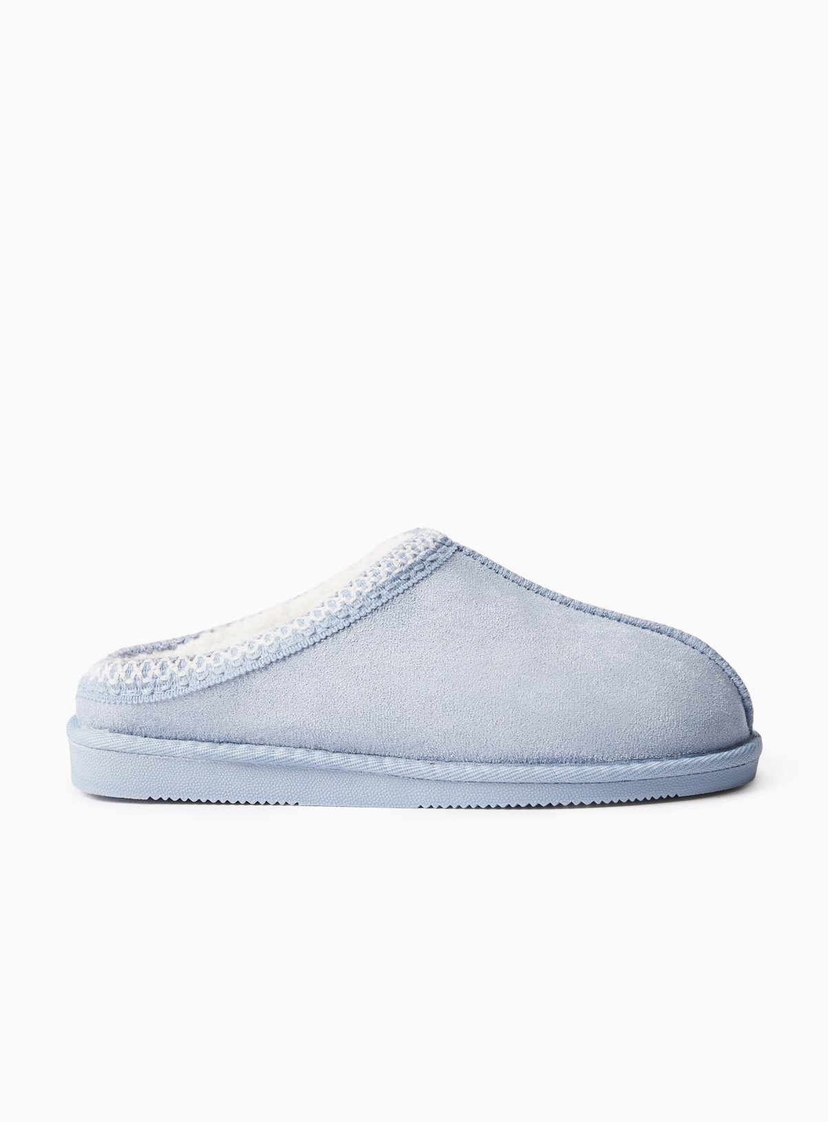 Blue Borg Lined Stitch Detail Mule Slippers