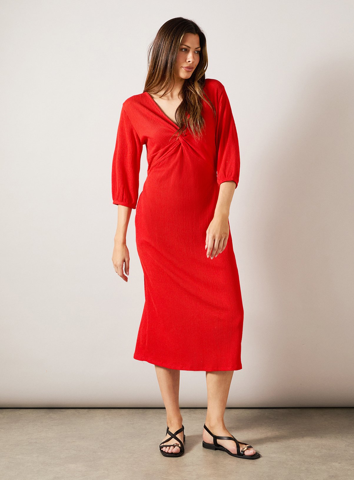 WALLIS Red Jersey Twist Front Midaxi Dress 18