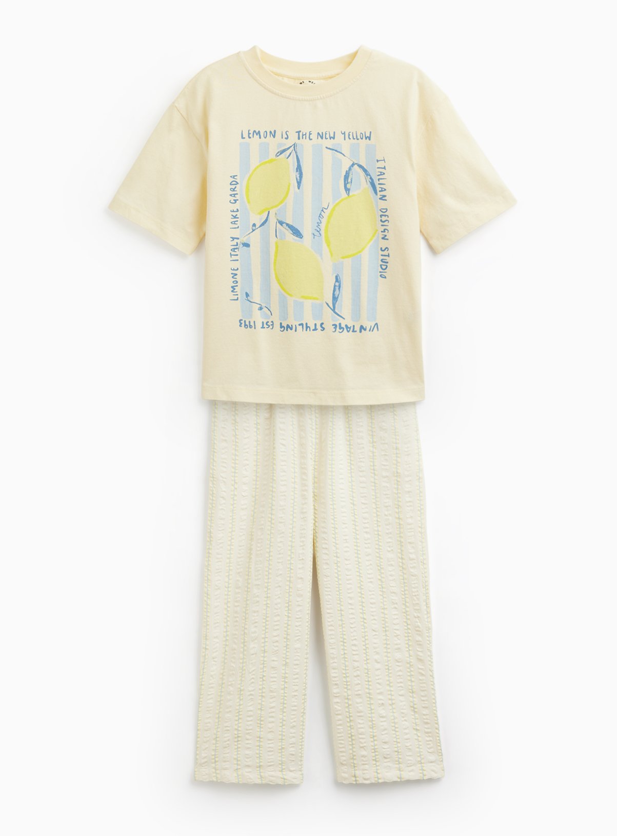 Yellow Lemon Graphic T-Shirt & Trousers Set 13 years