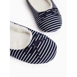 Navy Striped Ballerina Slippers