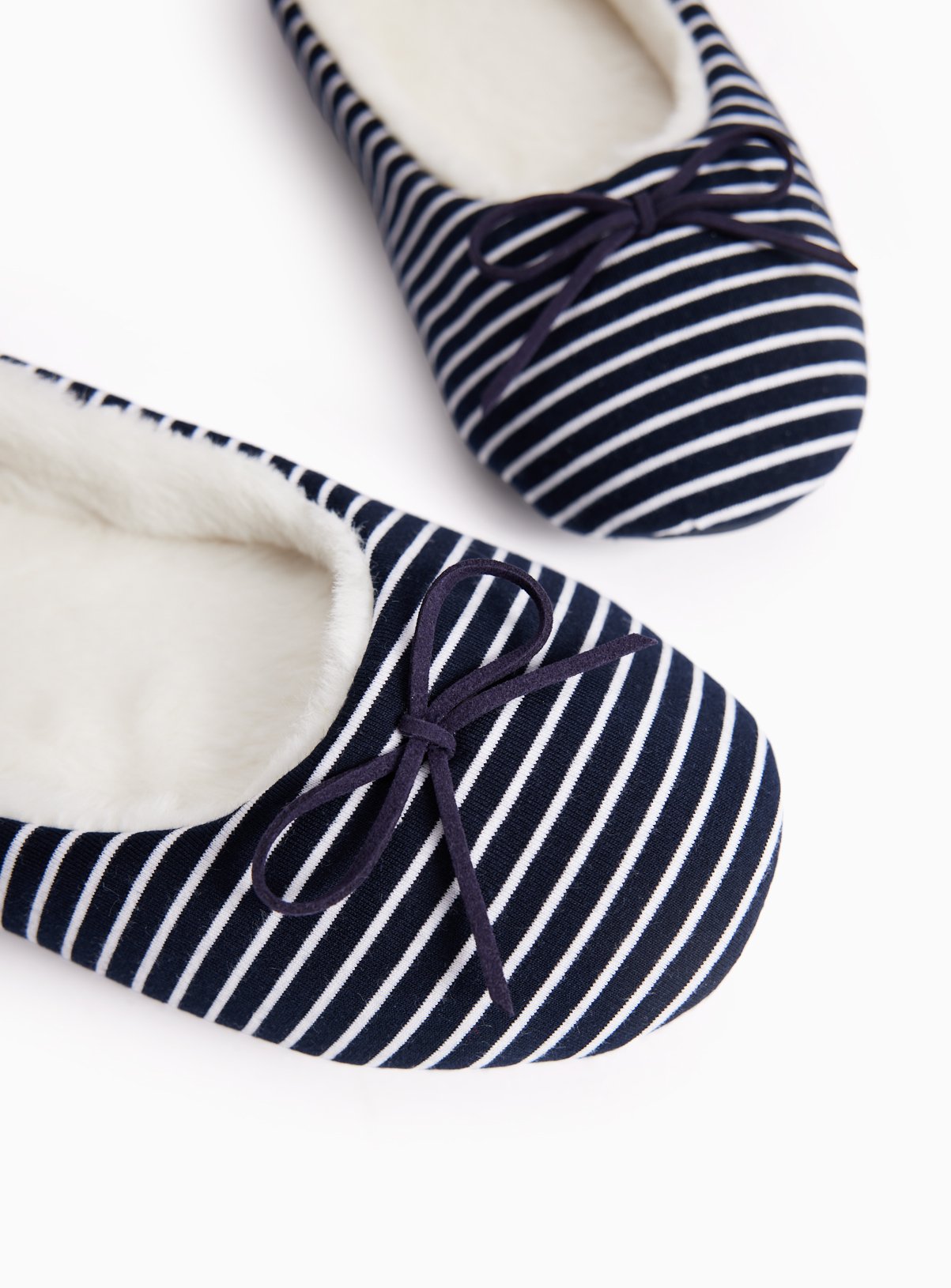 Navy Striped Ballerina Slippers 8