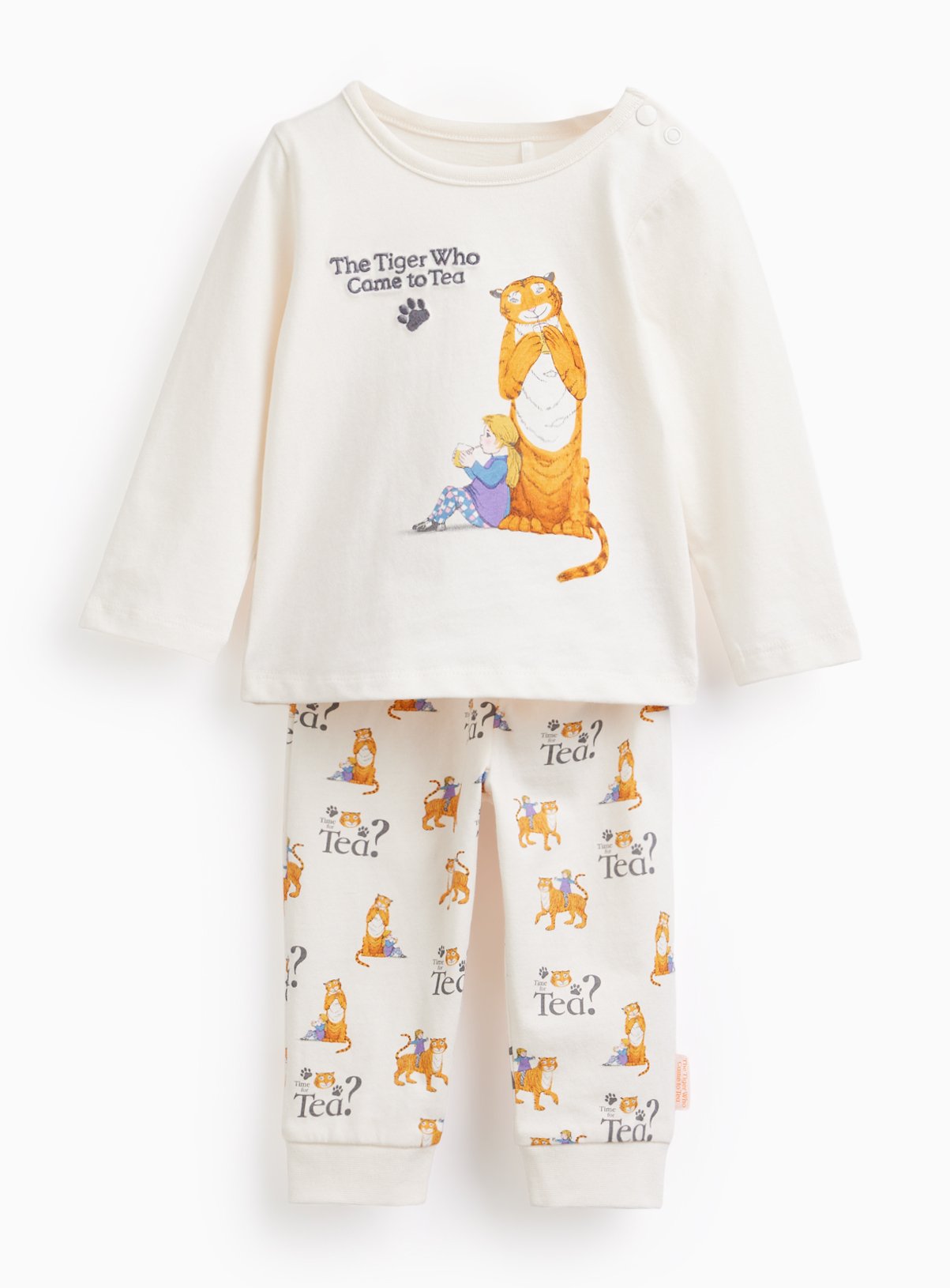Cream The Tiger Who Came To Tea Print Pyjama Set 6-9 months