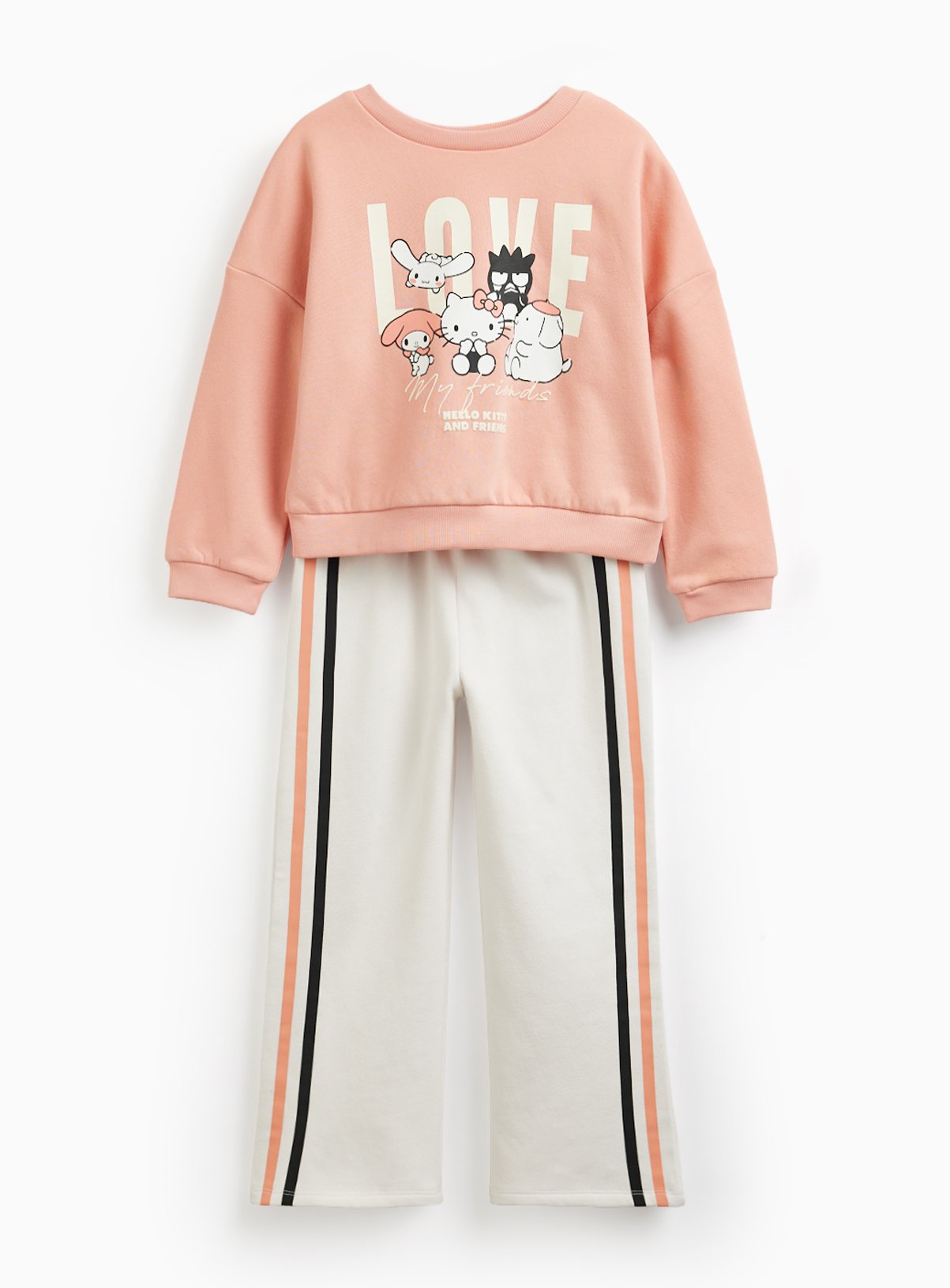 Coral & White Hello Kitty Sweat Set