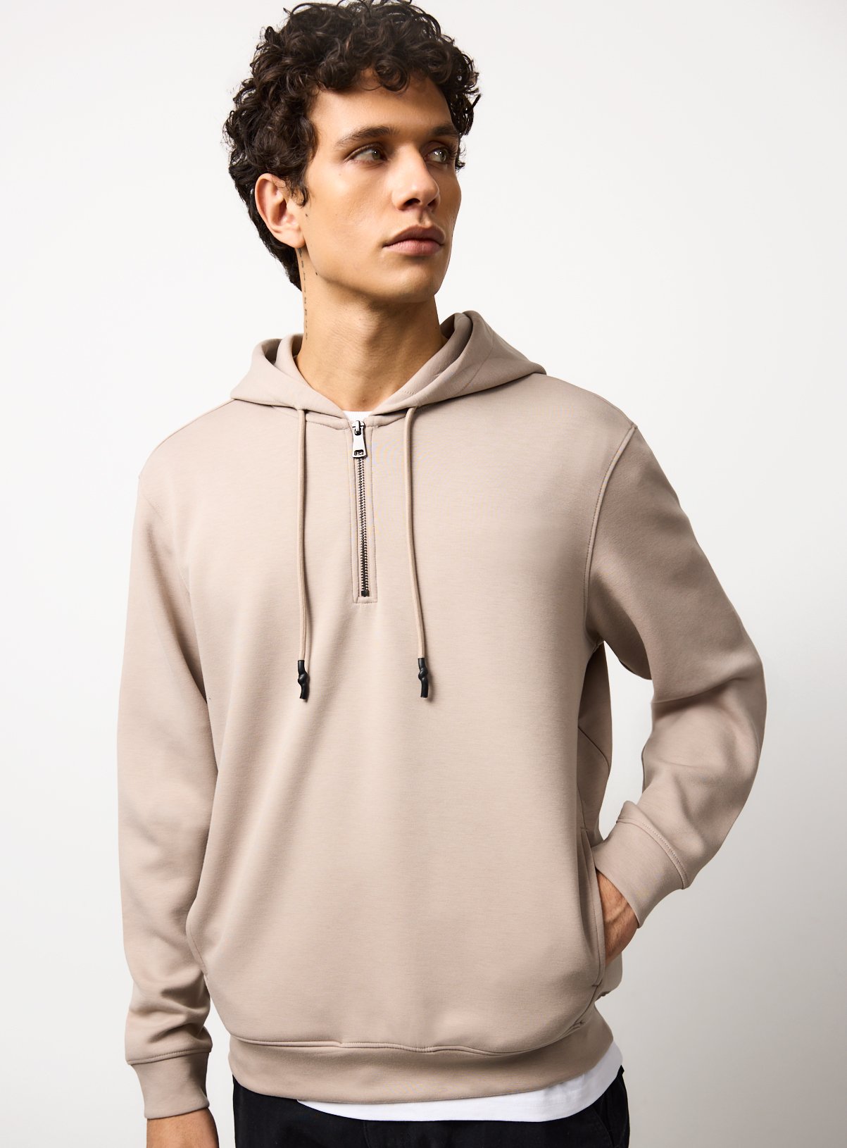 Stone Scuba Quarter Zip Co-ord Hoodie XXL