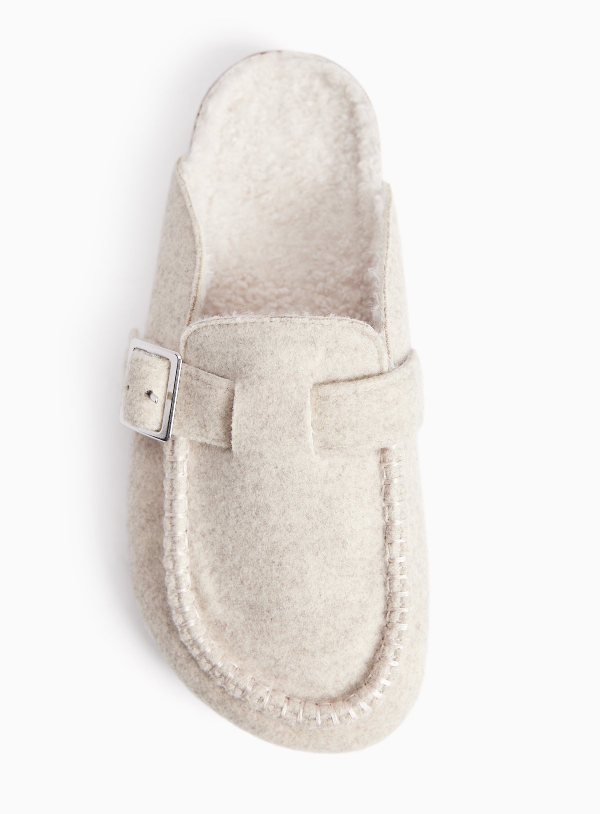 Neutral Stitch Detail Clog Slippers