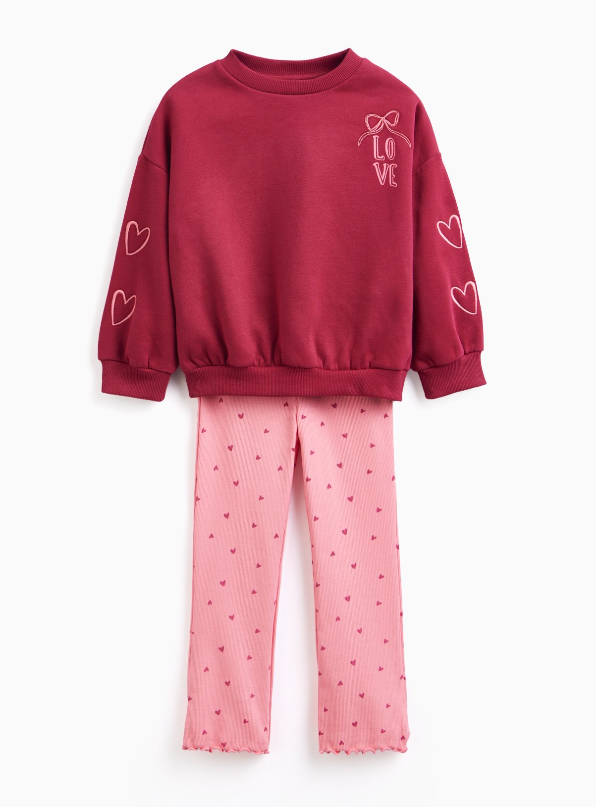 Love Bow Sweatshirt & Ribbed Flare Leggings  5-6 years