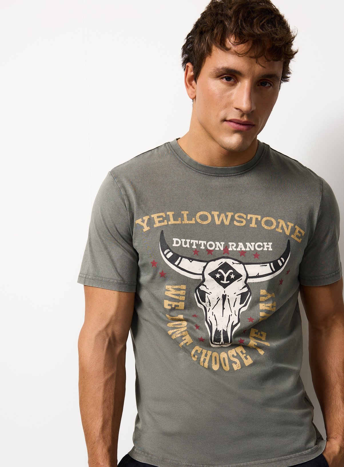 Yellow Stone Graphic Print T-Shirt XXL