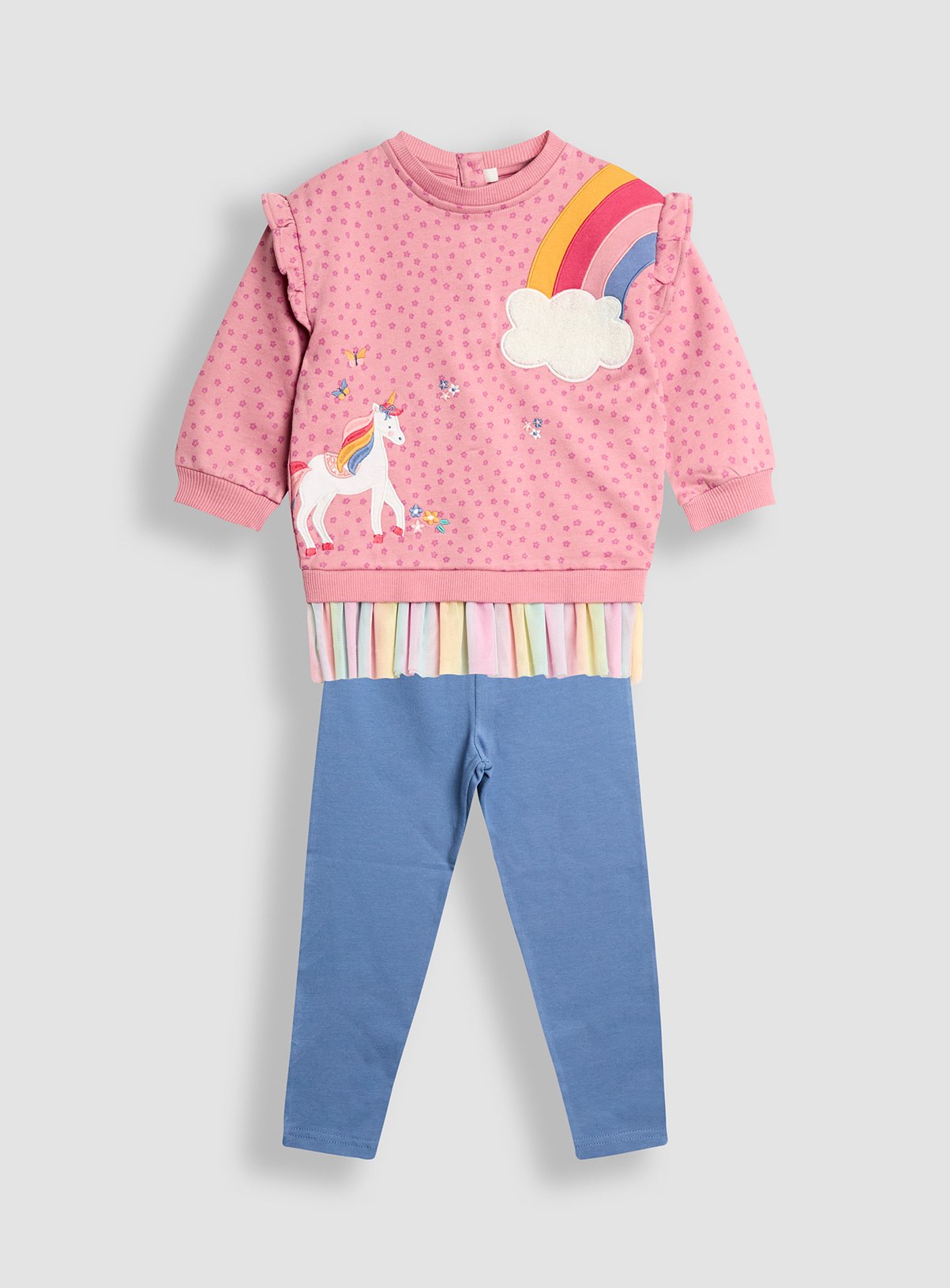 JOJO MAMAN BÉBÉ Unicorn And Rainbow Tulle Sweatshirt And Leggings Set