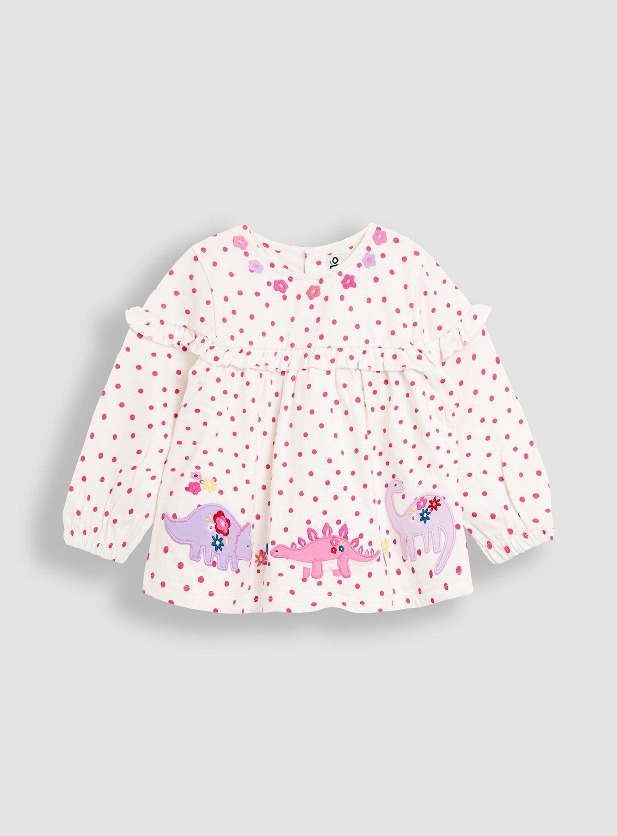 JOJO MAMAN BÉBÉ Dino Applique Floral Frill Tunic 