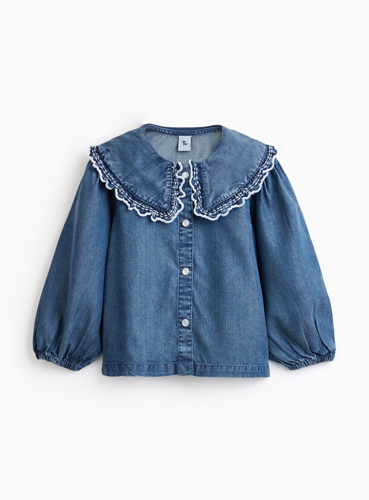 Blue Denim Collared Blouse
