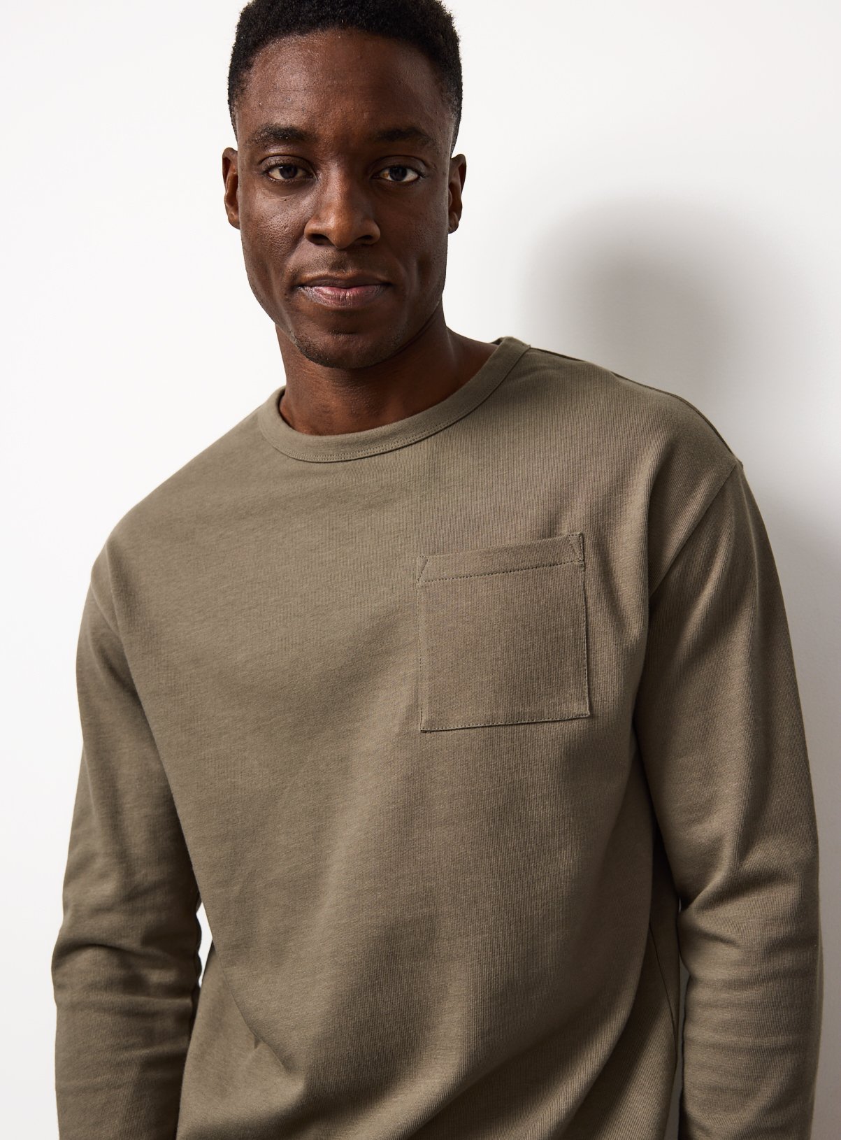 Green Relaxed Fit Pocket Long Sleeve T-Shirt XXXXL