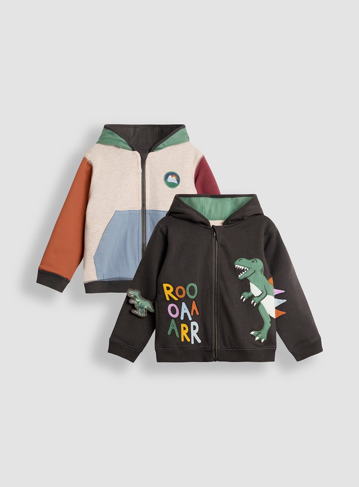 JOJO MAMAN BÉBÉ T Rex Applique Reversible Hoodie