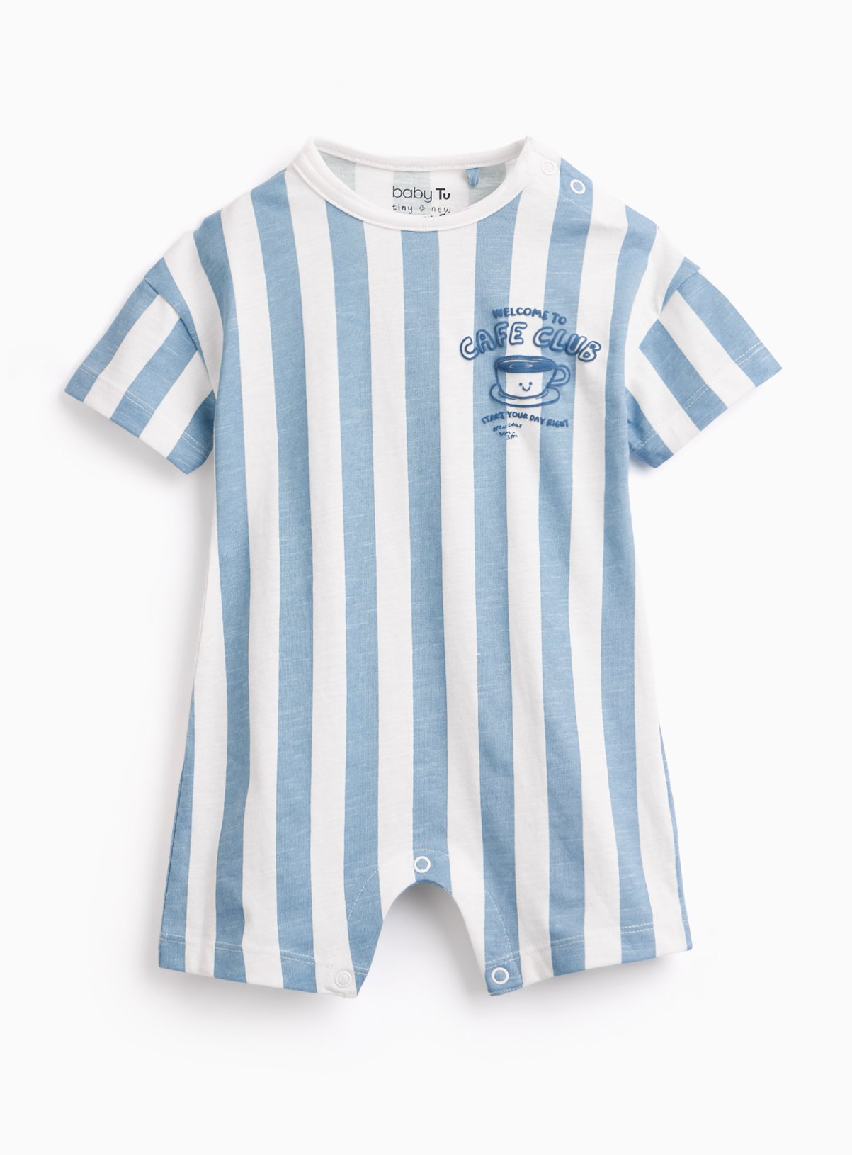 Blue Striped Cafe Club Romper 12-18 months