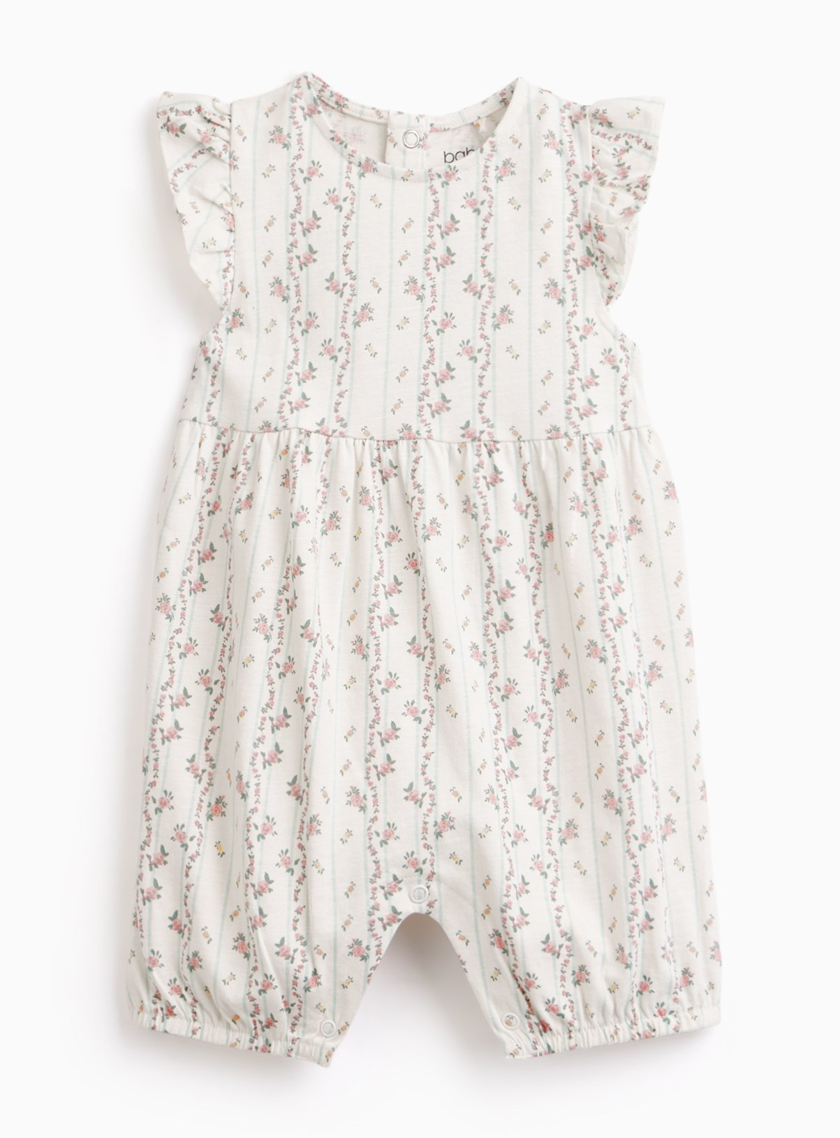 White Frill Sleeve Floral Romper 6-9 months