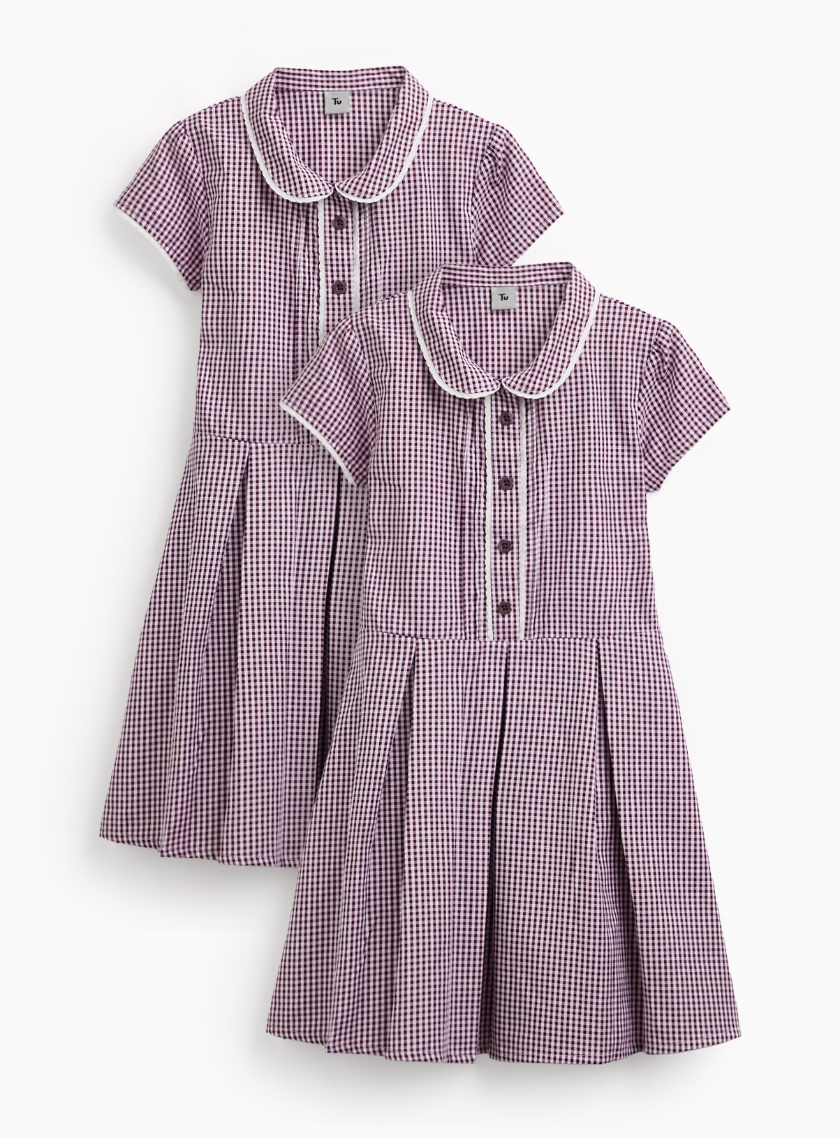 Dark Red Classic Bow Detail Gingham Dresses 2 Pack 9 years