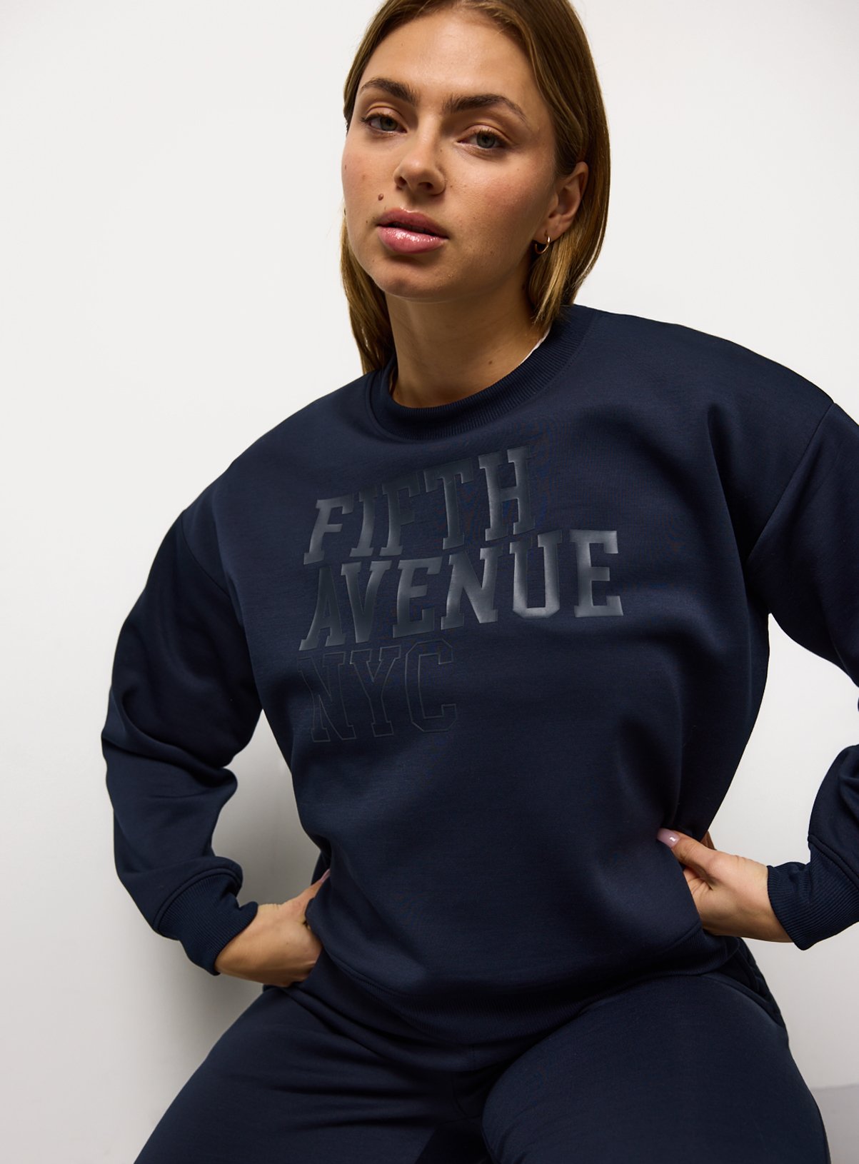 Navy Fifth Avenue Scuba Co-ord Sweatshirt