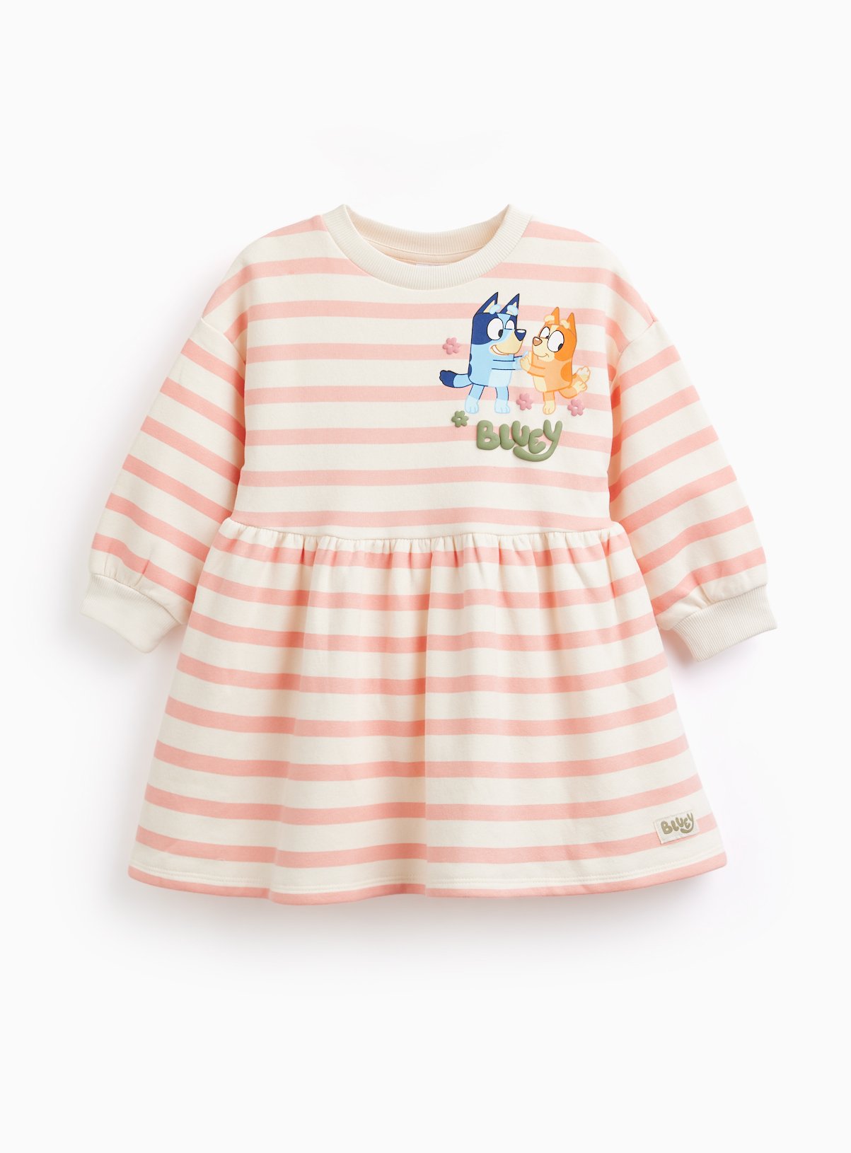 Cream Striped Bluey Print Sweat Dress 