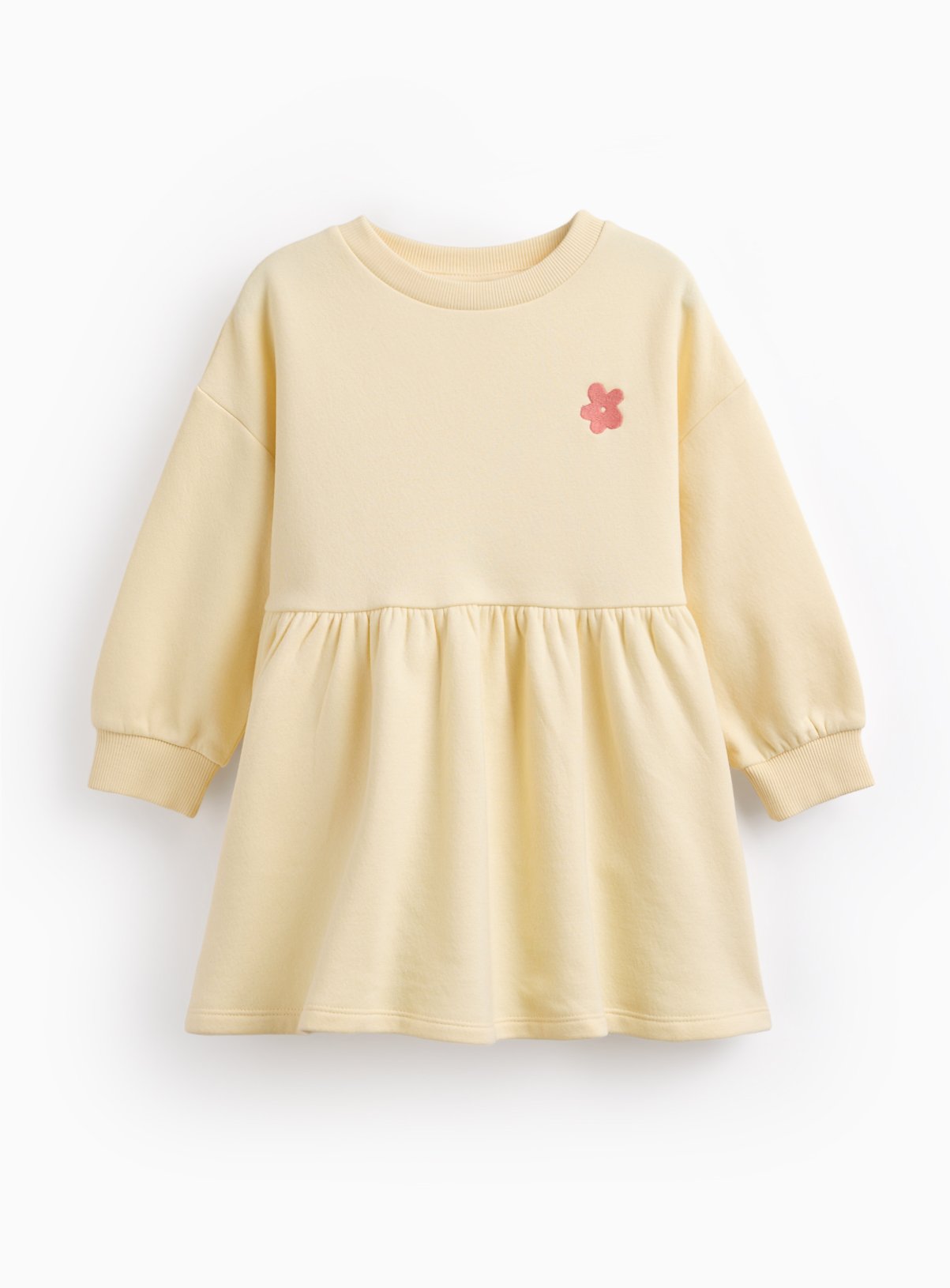 Yellow Flower Sweatshirt Dress 