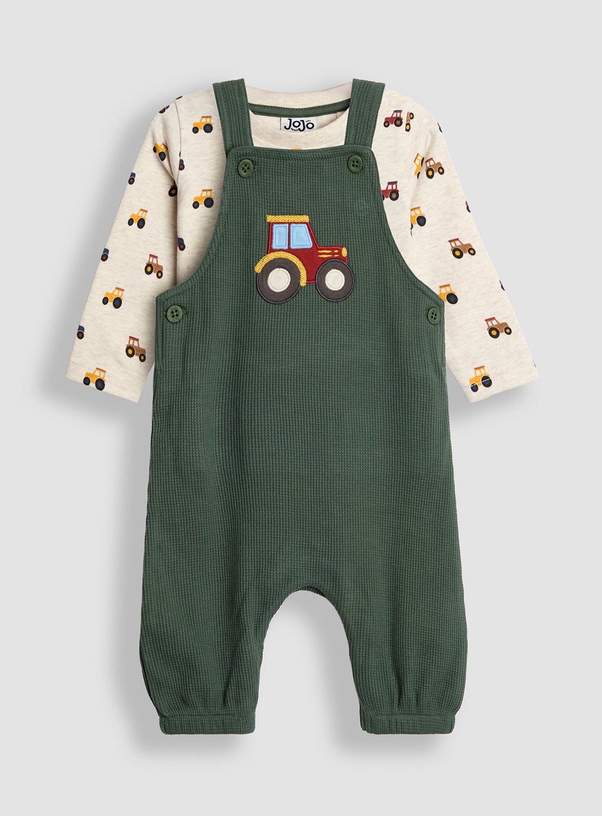 JOJO MAMAN BÉBÉ 2 Piece Tractor Dungarees And Top Set 