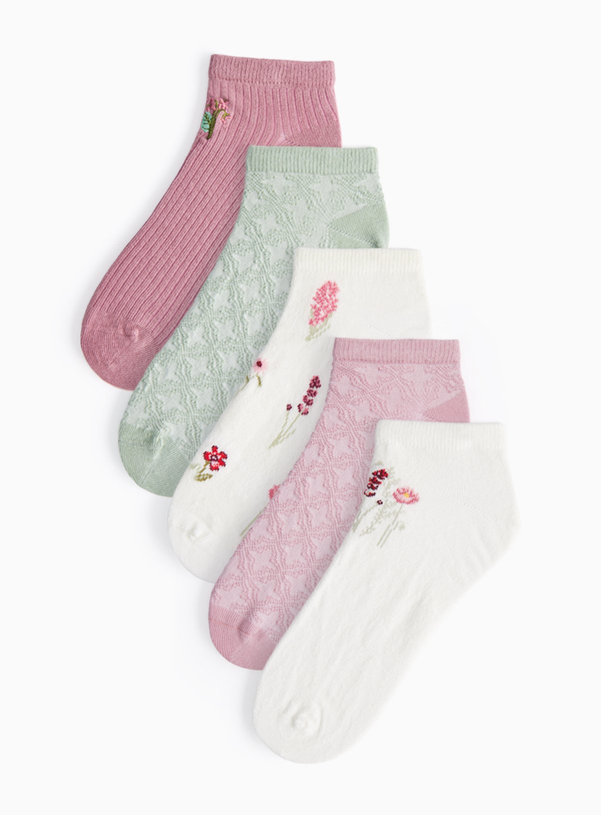 Pretty Floral Trainer Socks 5 Pack 4-8