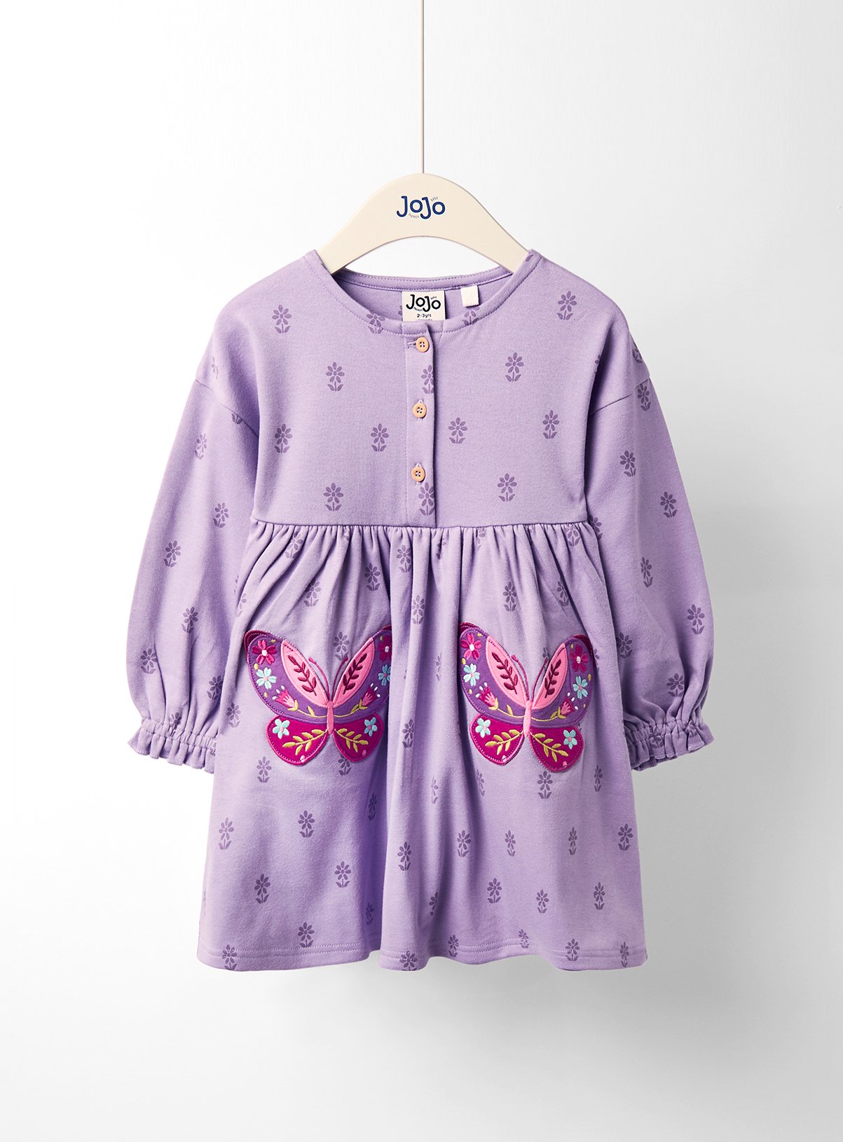 JOJO MAMAN BÉBÉ Butterfly Applique Pockets Frill Sleeve Dress