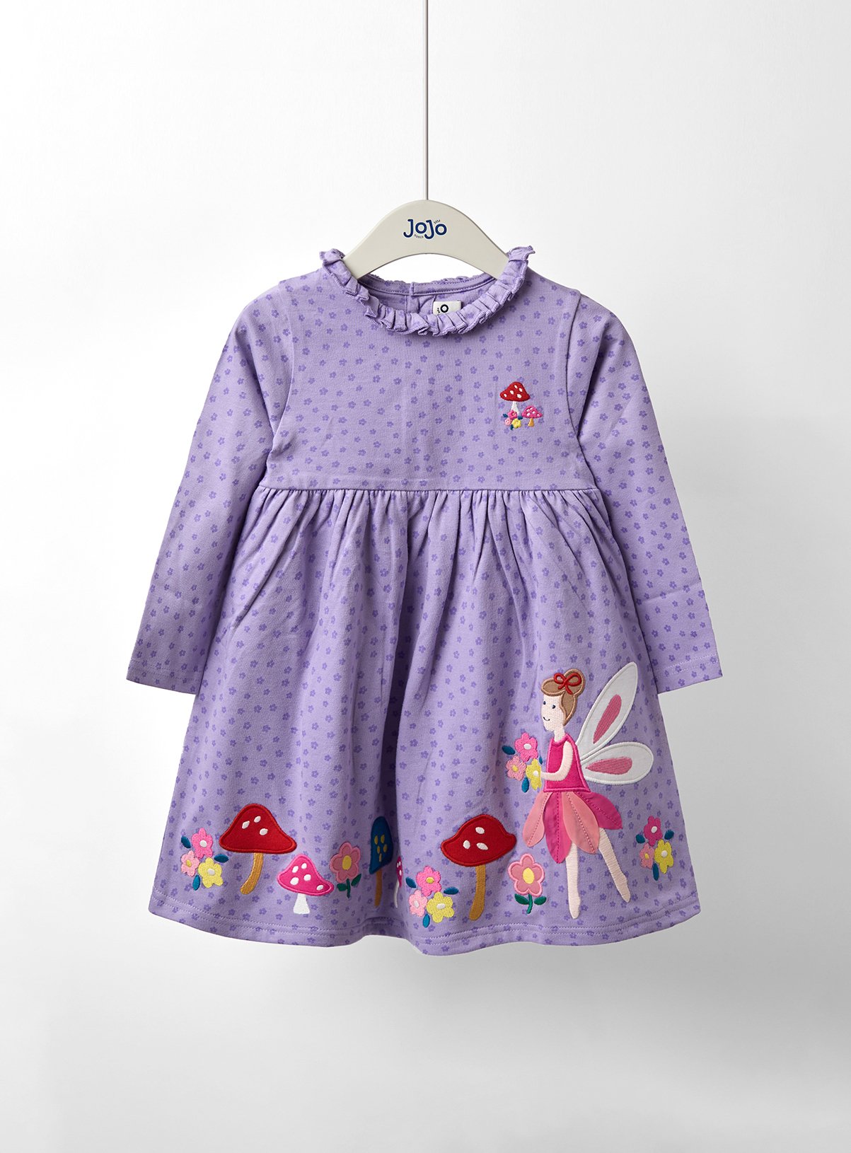 JOJO MAMAN BÉBÉ Toadstool Applique Frill Neck Dress