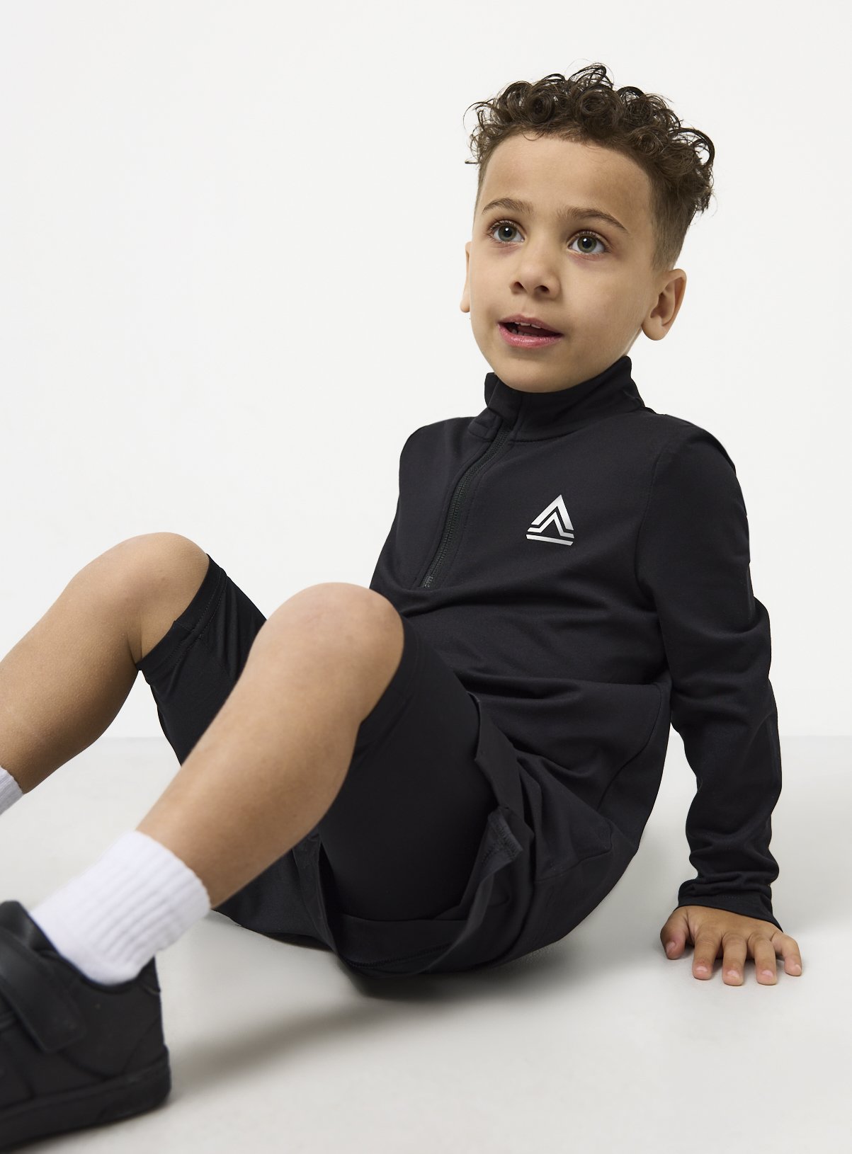 Black Half Zip Funnel Neck Active Sweatshirt 