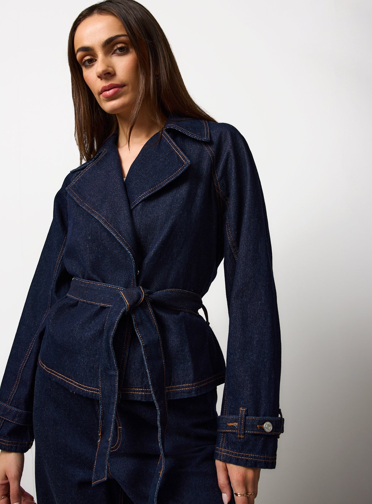 Blue Denim Short Trench Coat