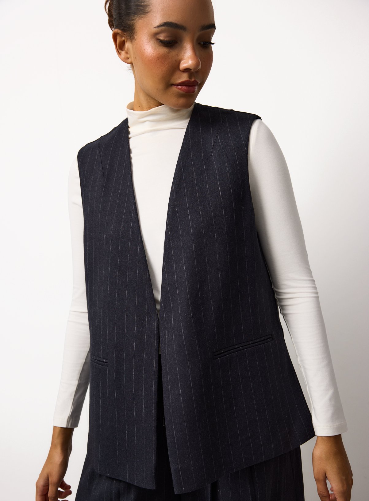 Navy Pinstripe Waistcoat 14