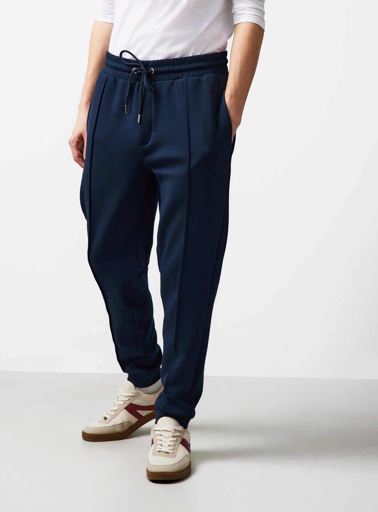 The Soft Navy Pintuck Joggers 
