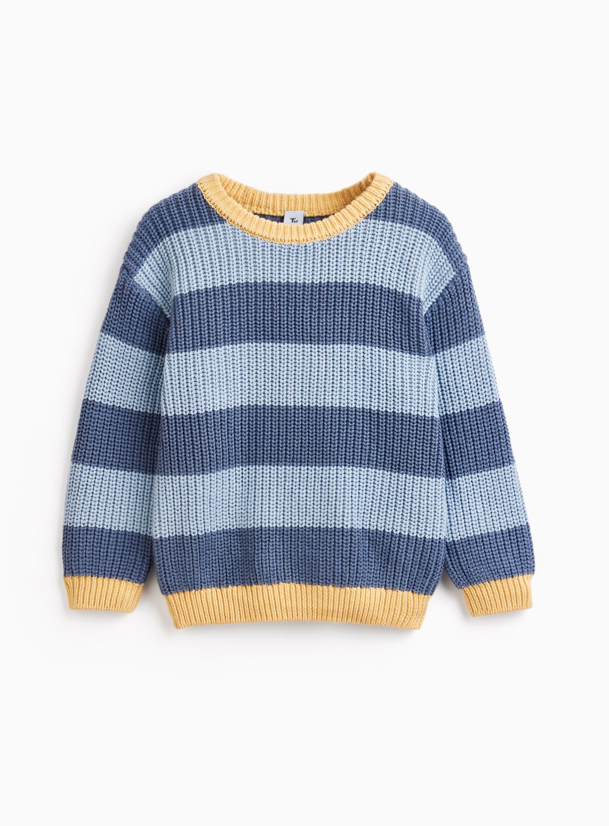 Two Tone Blue Striped Knitted Jumper 