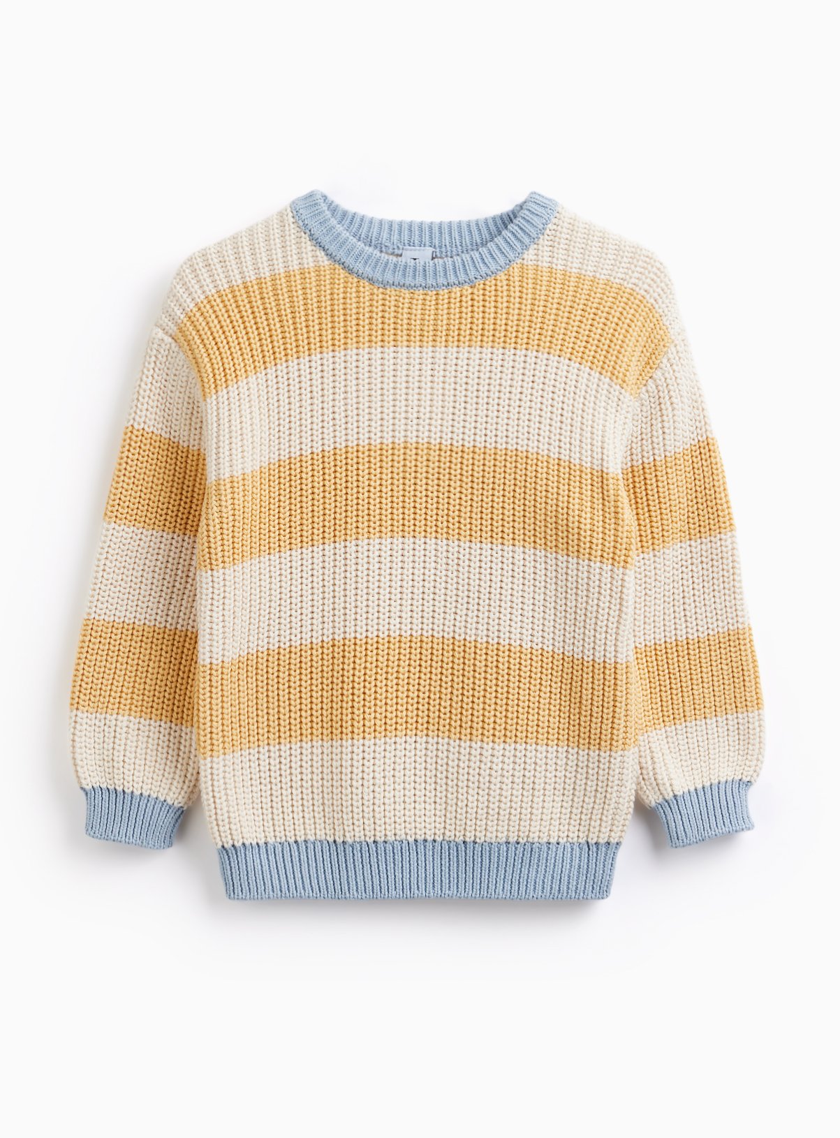 Yellow Striped Stonewashed Knitted Jumper