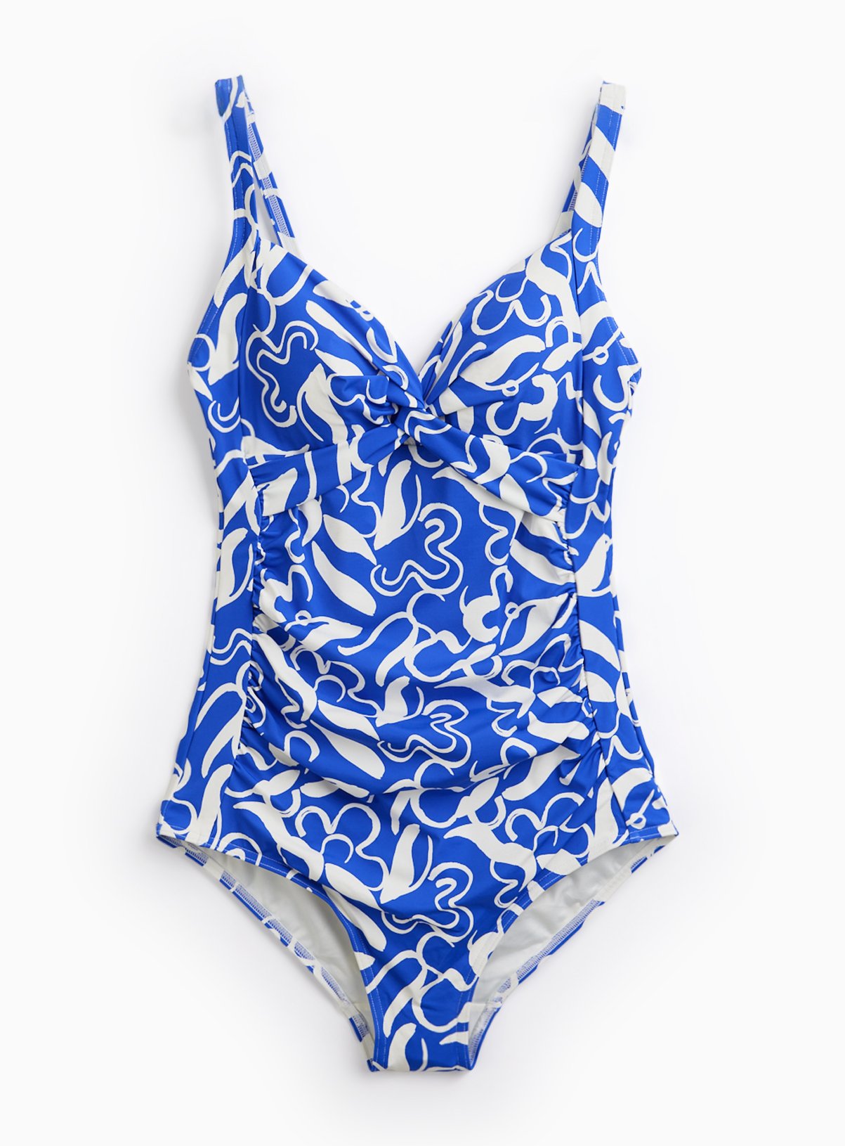 Blue Floral Print Low Leg Swimsuit 