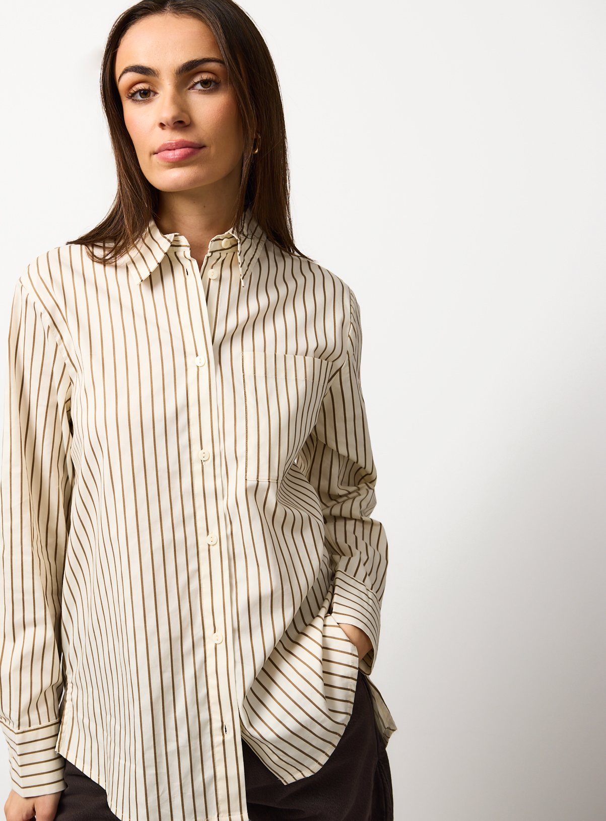 Cream Striped Long Sleeve Shirt 14