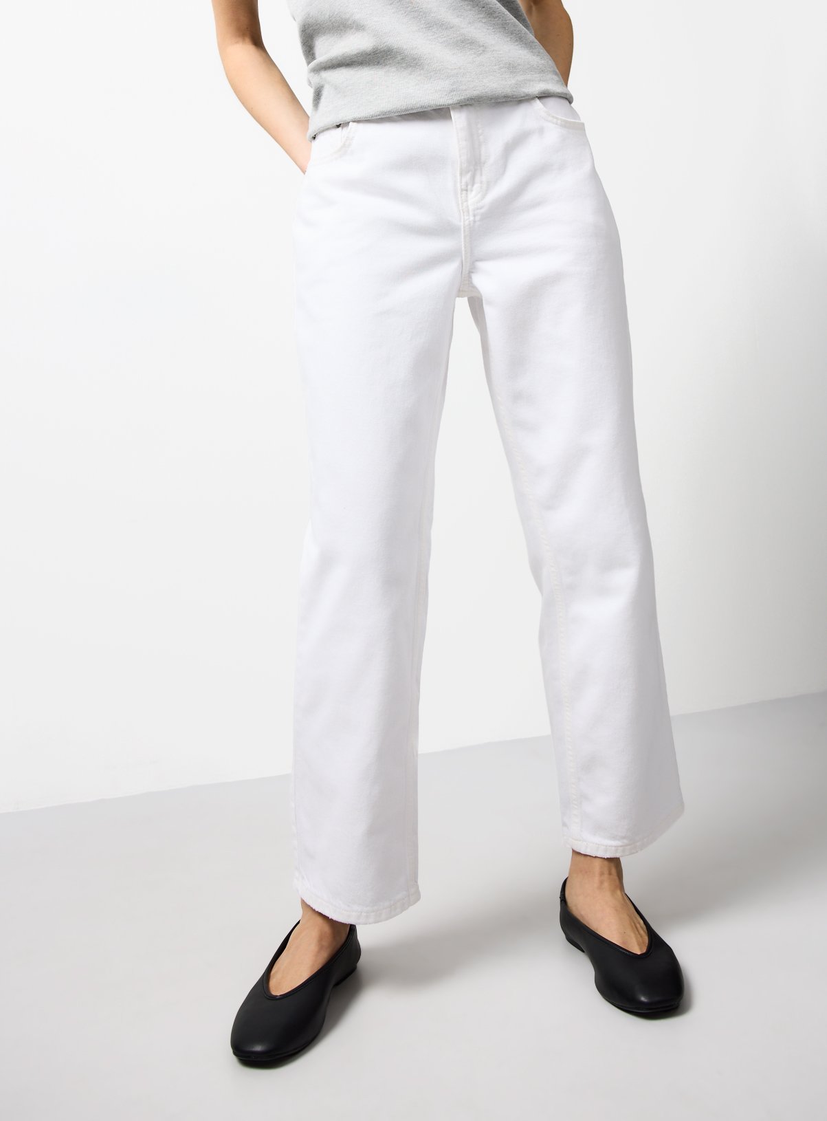 White Relaxed Straight Leg Jeans 12L
