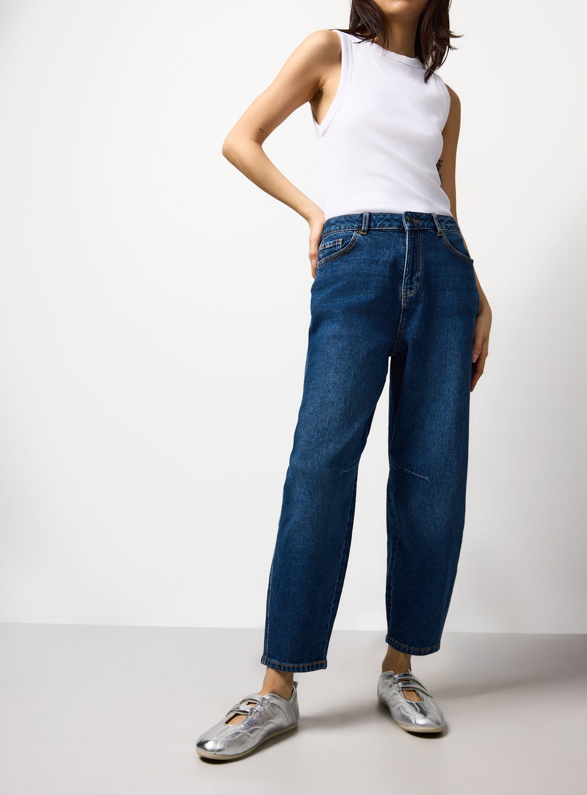 Dark Denim Barrel Leg Co-ord Jeans 