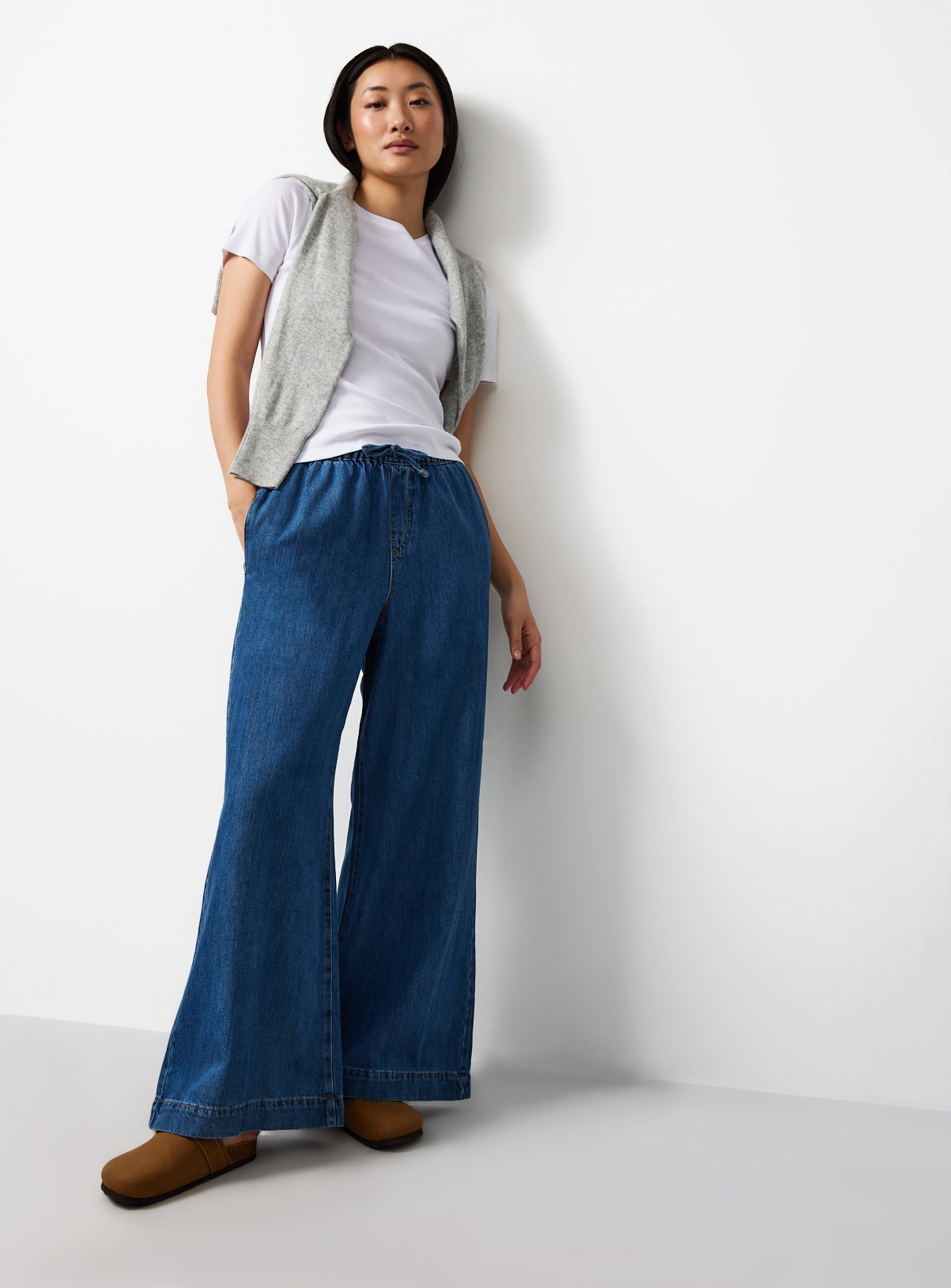 Wide Pull On Co-ord Denim Joggers