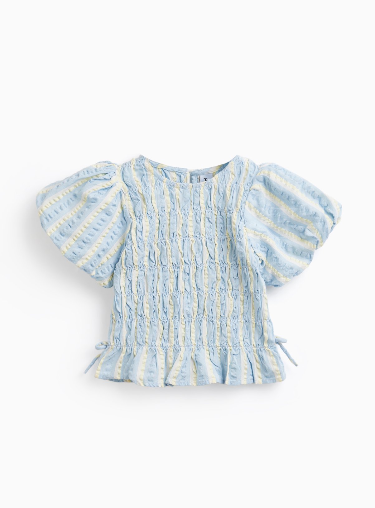 Blue Striped Woven Frill Detail Top 8 years